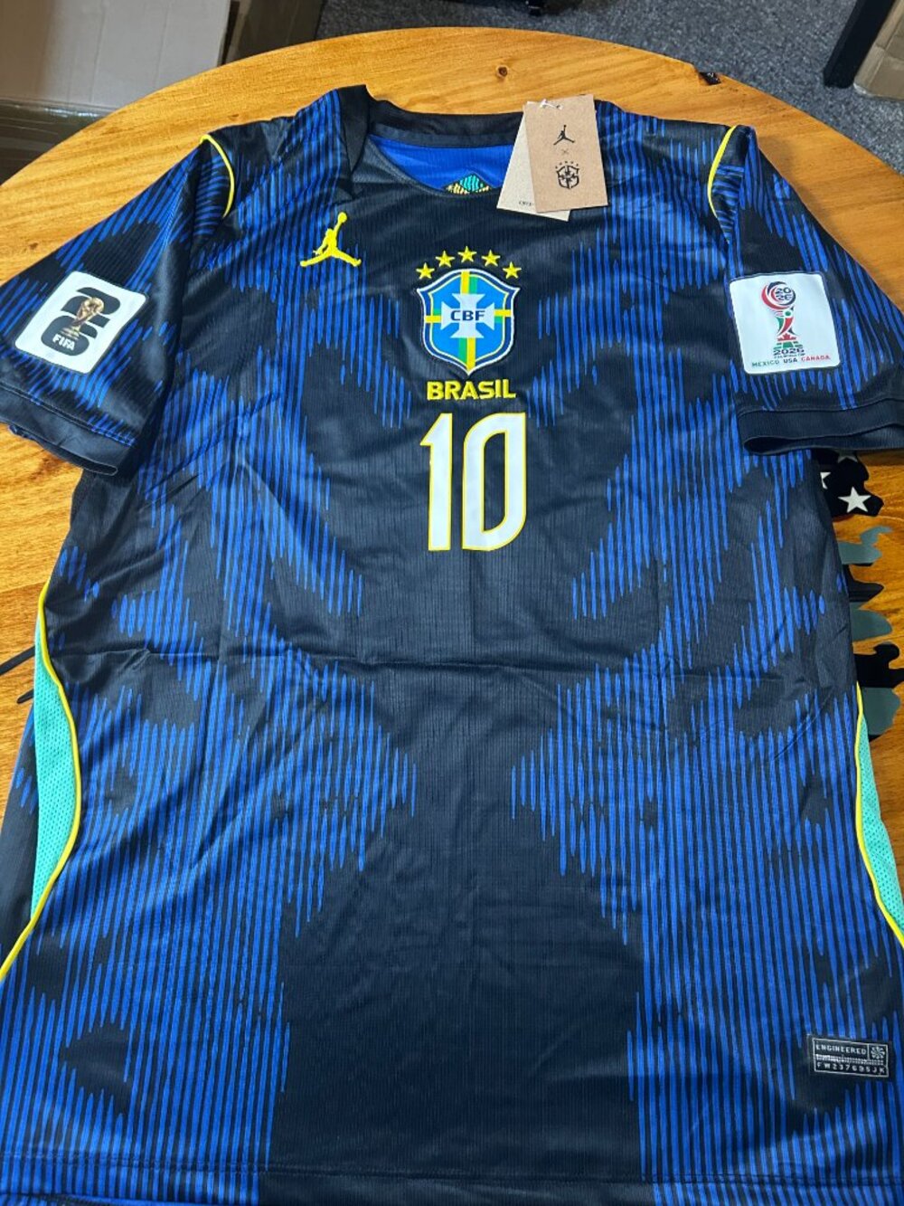 Neymar Jr #10 World Cup Soccer Jersey brazil Blue Men's Sizes - Picture 7 of 12